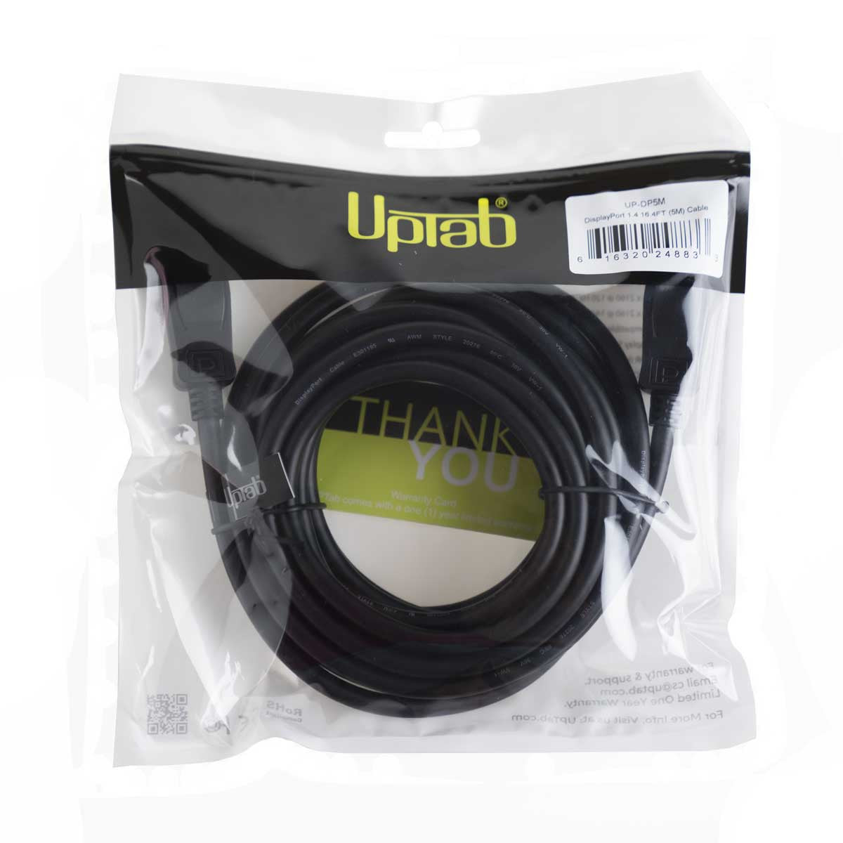 UPTab DisplayPort to DisplayPort 1.4/Hbr3 Cable 8K at 60Hz 5M/16.4FT - Packaging