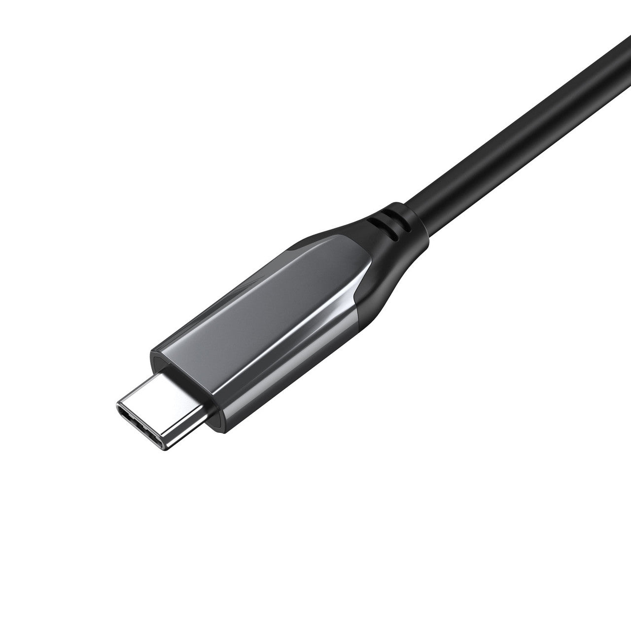 UPTab USB-C to HDMI 2.1 HDR Active Adapter connected to a laptop and displaying content on an 8K resolution monitor.